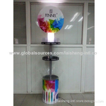 Custom POP floor cosmetic store display stands for nail polish, powder, lipsticks and eyeliners